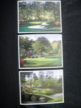Set Of 3 Larry Dyke Augusta National Masters Golf Lithographs Holes 10,  11 & 12