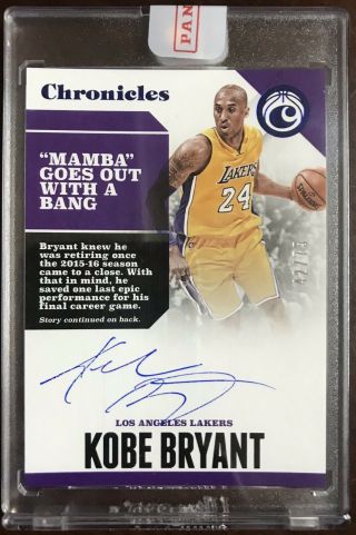 2017 - 18 Panini Chronicles Kobe Bryant Blue Autograph Auto /99 Lakers 24 On Back