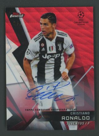 2019 Topps Finest Red Wave Refractor Uefa Soccer Cristiano Ronaldo Auto 2/5