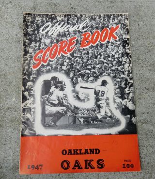 Aug 22 1947 Oakland Oaks Vs Los Angeles Score Book Pacific Coast League