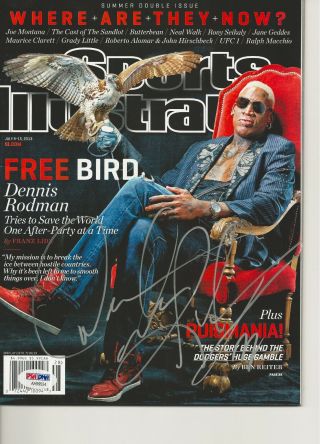 Dennis Rodman Signed " Bird " Sports Illustrated With Psa (no Label)