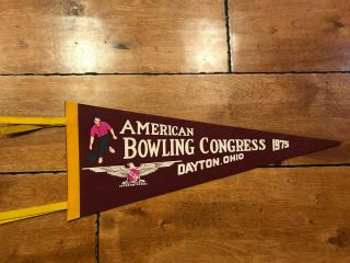 1975 Authentic Abc American Bowling Congress Tournament Pennant Dayton Ohio