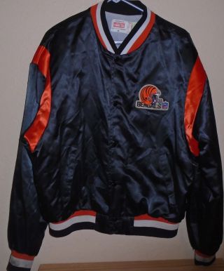 Vtg 80s Cincinnati Bengals Nfl Swingster Black Satin Jacket Usa Men 