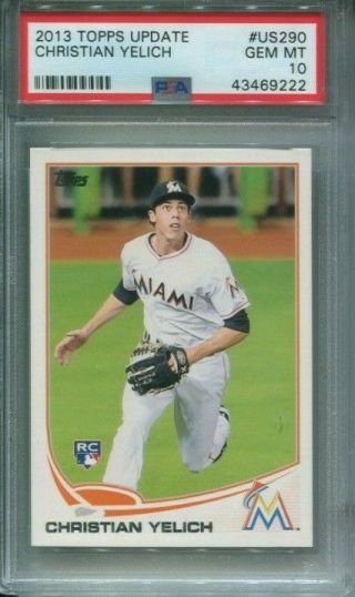 2013 Topps Update Us290 Christian Yelich Miami Marlins Rc Rookie Psa 10