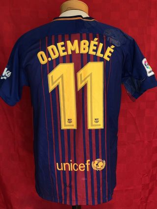 NIKE FCB Barcelona soccer jersey dry fit 11 O Dembele Rakuten futbol unicef L 2