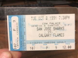 San Jose Sharks Ticket Stub From Their Very First Win In Franchise History