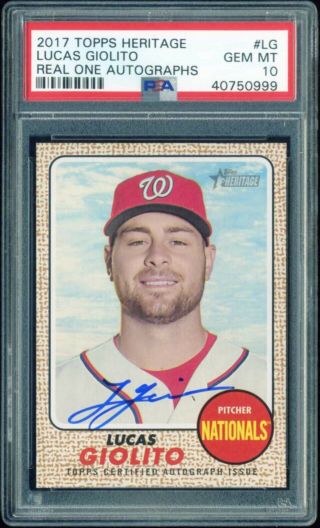 Lucas Giolito 2017 Topps Heritage Real One Auto White Sox Psa 10