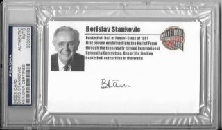Boris Stankovic Signed 3x5 Index Card Psa/dna Certified Basketball Hof Borislav