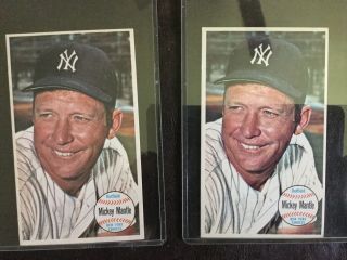 1964 Topps Giants Mickey Mantle Pair York Yankees 25 Baseball Cards