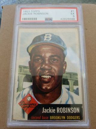 1953 Topps Jackie Robinson 1 Psa 5 Ex Baseball Card Brooklyn Dodgers