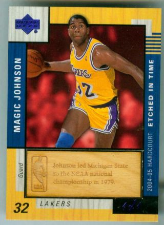 Magic Johnson 2004 - 05 Upper Deck Hardcourt Etched In Time Floor Lakers Real 1/1