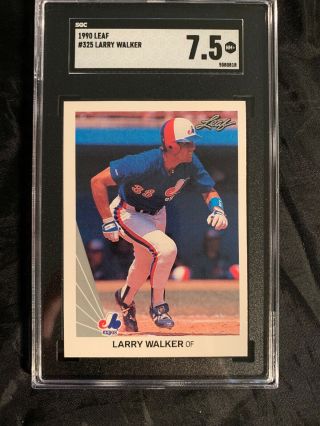 1990 Leaf 325 Larry Walker Rc Rookie Expos Graded Sgc 7.  5