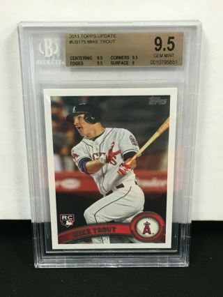 2011 Topps Update Mike Trout Us175 Rookie Card - Bgs 9.  5 Gem Trout - Angels Rc