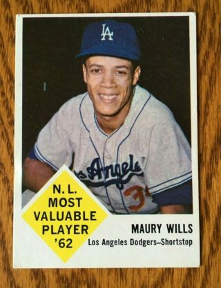 Vintage 1963 Fleer 43 Maury Wills Rookie Baseball Card