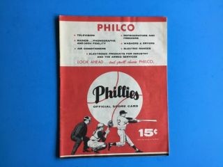 4/24/1958 Philadelphia Phillies Vs Pittsburgh Pirates Scorecard (clemente 2hits)