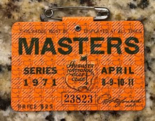 1971 Masters Tournament Augusta National Golf Club Badge Charles Coody Wins