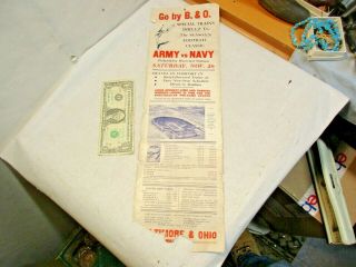 1938 Army Vs Navy Football Game Baltimore & Ohio R.  R.  Railroad Broadside Poster