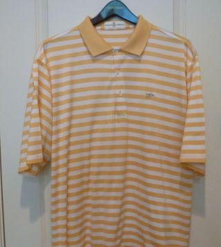 Fairway & Greene Golf Shirt.  Xl.  Yellow/white Stripe.  Cypress Point Club