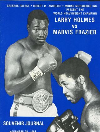 1983 Larry Holmes Vs.  Marvis Frazier - Heavyweight Title Program Ex/ex,  Con.
