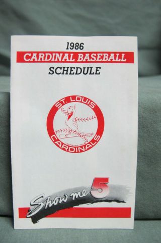 1986 St Louis Cardinals Baseball Schedule.