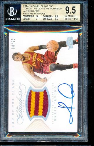 2014 - 15 Flawless Kyrie Irving 2 Color Gu Jersey Patch Relic Auto 8/25 Bgs 9.  5/10