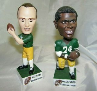 Willie Wood & Max Mcgee Green Bay Packers Hall Of Famer Bobbleheads