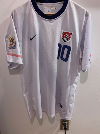 2010 World Cup Usa Landon Donovan Soccer Away Jersey Shirt Usmnt Large W Patch