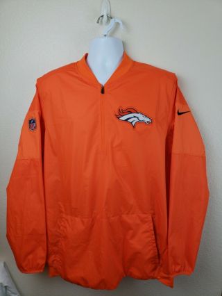 Nike Dri Fit Nfl Denver Broncos Orange Light Pullover Jacket 1/2 Zip Up Size: L