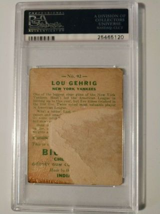 1933 Goudey Lou Gehrig 92 PSA Authentic 2