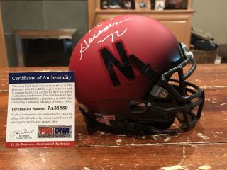 Johnny Rodgers Autographed Nebraska Cornhuskers Red Mini Helmet Heisman 72 Psa
