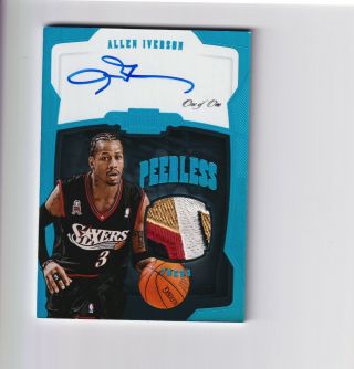 Allen Iverson 2018 - 19 Dominion Peerless Jersey Autograph Platinum 1/1 One Of One