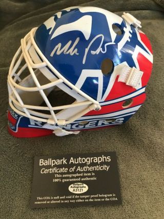 Mike Richter Signed Mini Goalie Mask Rangers Statute Of Liberty Hologram