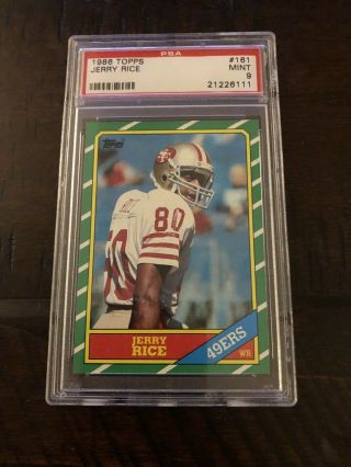 1986 Topps Jerry Rice San Francisco 49ers 161 Football Card Psa 9 Rc