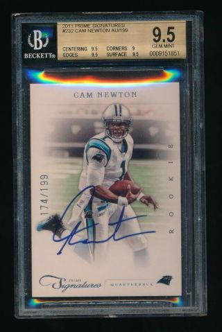 Bgs 9.  5 Cam Newton 2011 Prime Signature Rc Auto /199 Carolina Panthers