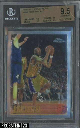 1996 - 97 Topps Chrome 138 Kobe Bryant Lakers Rc Rookie Bgs 9.  5 True Gem