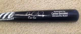 Carlos Gonzalez Autographed " Game Model " Marucci Baseball Bat (cubs All - Star)