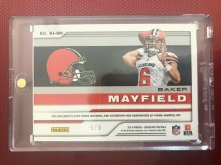 2018 OBSIDIAN BAKER MAYFIELD ROOKIE PATCH AUTO ELECTRIC ETCH RED 5/5 RC 2