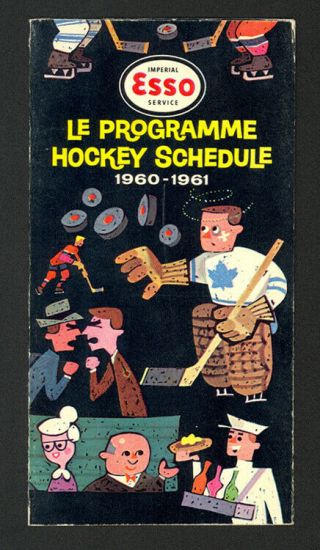 Rare 1960 - 61 Esso Imperial Oil Official Nhl Hockey Pocket Schedule -
