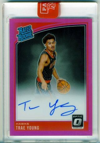 2018 - 19 Optic Pink Rated Rookie Prizm Refractor Trae Young Auto Rc Sp 22/25
