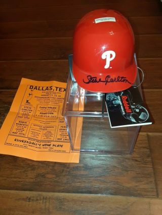 Steve Carlton Auto Autograph Helmet $100.  00,  W/ Helmet Philadelphia Phillies