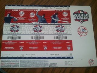 2012 York Yankee World Series Ticket Strip Uncut Ticket Stubs Jeter
