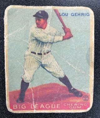 1933 Goudey Lou Gehrig Rookie Card,  160,  Big League,  Ungraded