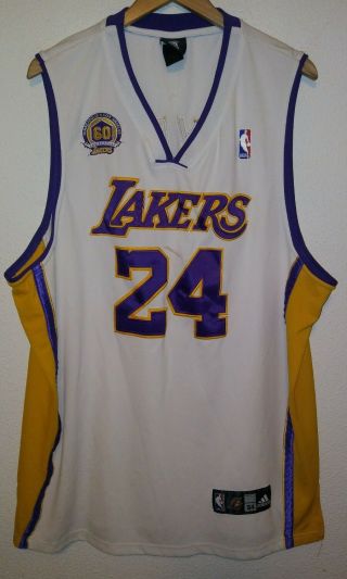 Mens Adidas La Los Angeles Lakers Jersey Kobe Bryant 24 White Purple Size 54
