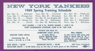 1969 Ny Yankees Pocket Schedule Spring Training In Ft.  Lauderdale,  Fl