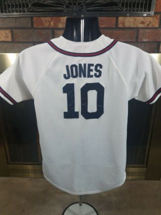 Vintage Atlanta Braves Chipper Jones 10 MLB Baseball Jersey Mens Sz Small Sewn 3