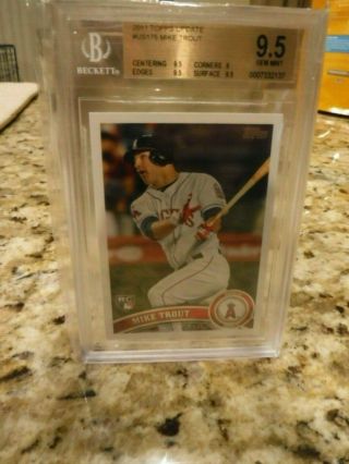 2011 Topps Update Us175 Mike Trout Angels Rc Rookie Bgs 9.  5 Gem