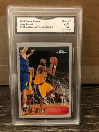 1996 - 97 Topps Chrome 138 Kobe Bryant - Rookie Reprint Gma 10 Los Angeles Lakers