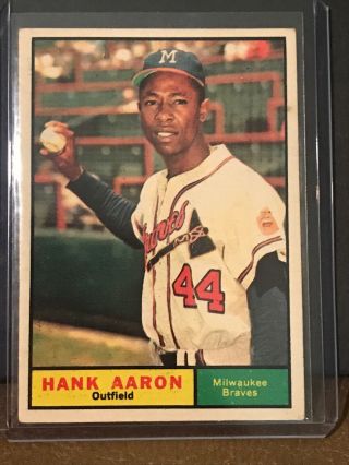 1961 Topps Hank Aaron Milwaukee Braves 415 Baseball Card (ex/mnt)
