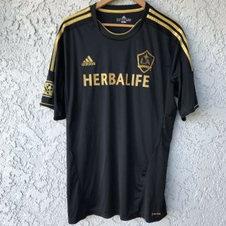 Mls Soccer Los Angeles Galaxy Adidas Clima Cool Black Gold Jersey David Beckham