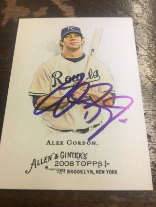 2008 Allen Ginter Kansas City Royals Alex Gordon Autograph Signed Auto Card